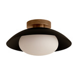 Arundel Mushroom Outdoor Surface Mount - Patina Brass Canopy / Black Shade