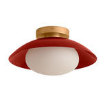 Arundel Mushroom Outdoor Surface Mount - Brass Canopy / Oxide Red Shade
