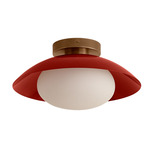 Arundel Mushroom Outdoor Surface Mount - Patina Brass Canopy / Oxide Red Shade