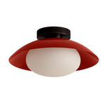 Arundel Mushroom Outdoor Surface Mount - Blackened Brass Canopy / Oxide Red Shade