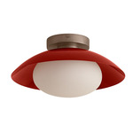 Arundel Mushroom Outdoor Surface Mount - Pewter Canopy / Oxide Red Shade