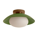 Arundel Mushroom Outdoor Surface Mount - Patina Brass Canopy / Reed Green Shade
