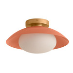 Arundel Mushroom Outdoor Surface Mount - Brass Canopy / Peach Shade