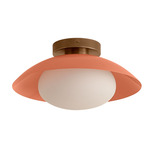 Arundel Mushroom Outdoor Surface Mount - Patina Brass Canopy / Peach Shade