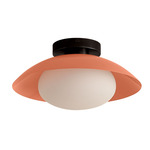 Arundel Mushroom Outdoor Surface Mount - Blackened Brass Canopy / Peach Shade