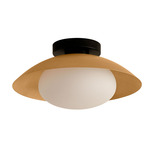 Arundel Mushroom Outdoor Surface Mount - Black Canopy / Brass Shade