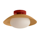 Arundel Mushroom Outdoor Surface Mount - Oxide Red Canopy / Brass Shade