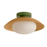 Arundel Mushroom Outdoor Surface Mount - Reed Green Canopy / Brass Shade
