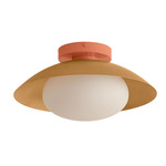 Arundel Mushroom Outdoor Surface Mount - Peach Canopy / Brass Shade
