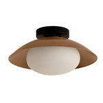 Arundel Mushroom Outdoor Surface Mount - Black Canopy / Patina Brass Shade