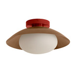 Arundel Mushroom Outdoor Surface Mount - Oxide Red Canopy / Patina Brass Shade