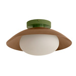 Arundel Mushroom Outdoor Surface Mount - Reed Green Canopy / Patina Brass Shade