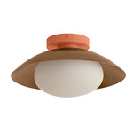 Arundel Mushroom Outdoor Surface Mount - Peach Canopy / Patina Brass Shade