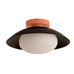 Arundel Mushroom Outdoor Surface Mount - Peach Canopy / Blackened Brass Shade
