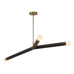 Calla Chandelier - Brushed Gold / Black Vegan Leather / Matte Opal