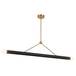 Calla Linear Pendant - Brushed Gold / Black Vegan Leather / Matte Opal
