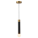 Calla Pendant - Brushed Gold / Black Vegan Leather / Matte Opal