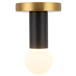 Calla Semi Flush Ceiling Light - Brushed Gold / Black Vegan Leather / Matte Opal