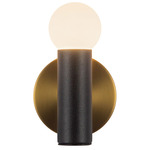 Calla Wall Sconce - Brushed Gold / Black Vegan Leather / Matte Opal