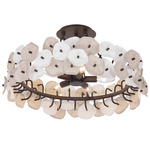 Ravelin Semi Flush Ceiling Light - Dark Bronze / White / Cream