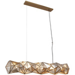 Geo Gem Island Light - Brass / Antique Mercury Pane