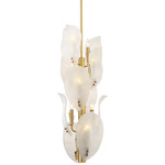 Orchid Tall Pendant - Legacy Brass / White