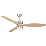 Sandfell Smart Ceiling Fan with Color-Select Light - Brushed Nickel / Ashwood