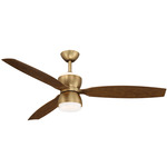Sandfell Smart Ceiling Fan with Color-Select Light - Heritage Brass / Koa
