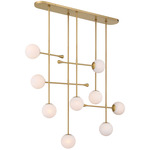 Ursolus Linear Chandelier - Legacy Brass / White Alabaster