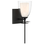 Elowen Bathroom Sconce - Dark Matte Black / Clear / Etched Glass