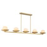 Olenne Linear Chandelier - Legacy Brass / Amber Swirl
