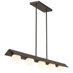 Vestra Linear Chandelier - Dark Bronze / Etched Opal