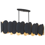 Vailen Linear Chandelier - Dark Matte Black / Textured Gold