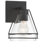 Lorenth Bath Sconce - Dark Matte Black / Clear