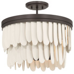 Briscade Semi Flush Ceiling Light - Dark Bronze / Off White