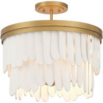 Briscade Semi Flush Ceiling Light - Legacy Brass / Off White