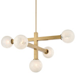 Narra Chandelier - Legacy Brass / White Bubble