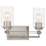 Binsly Bathroom Vanity Light - Brushed Nickel / Clear