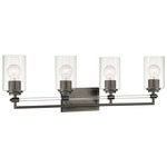 Binsly Bathroom Vanity Light - Rustic Gun Metal / Clear