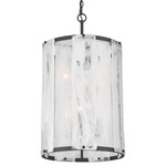Veil Cylinder Pendant - Dark Matte Black / White Swirl