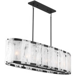 Veil Linear Chandelier - Dark Matte Black / White Swirl