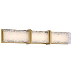 Lumina Wide Bathroom Vanity Light - Legacy Brass / Clear Textured