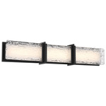 Lumina Wide Bathroom Vanity Light - Dark Matte Black / Clear Textured