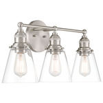 Barwell Bathroom Vanity Light - Brushed Nickel / Clear