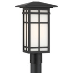 Grydton Outdoor Post Light - Dark Matte Black / Etched White