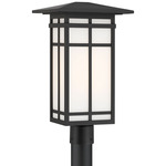 Grydton Outdoor Post Light - Dark Matte Black / Etched White