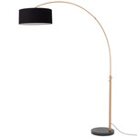Float Arc Floor Lamp w/Marble Base - Weathered Brass / Black Marble / Black