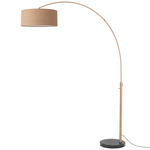 Float Arc Floor Lamp w/Marble Base - Weathered Brass / Black Marble / Burlap
