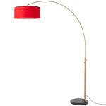 Float Arc Floor Lamp w/Marble Base - Weathered Brass / Black Marble / Crimson Red