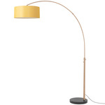 Float Arc Floor Lamp w/Marble Base - Weathered Brass / Black Marble / Mustard